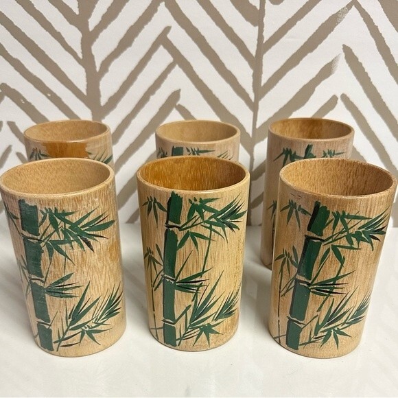 1960’s Mid Century Modern Bamboo Drinking Cups Fred Roberts Co. Made in Japan - Picture 1 of 6